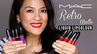 The MAC Retro Matte Liquid Lipcolours  Review amp Swatches [upl. by Eirased]