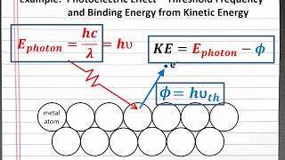 CHEM 101 Photoelectric Effect  Threshold Frequency and Binding Energy from Kinetic Energy [upl. by Mignon]