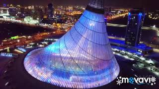 Ночная Астана с высоты птичьего полета The night view of the Astana city Kazakhstan [upl. by Ginni]