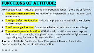 Attitude Functions Of Attitude  Organizational Behaviour [upl. by Gierk23]