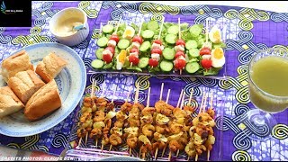 BROCHETTE CREVETTE AU LITCHI AV SA SALADE FAÇON KOIMBANI [upl. by Henden777]