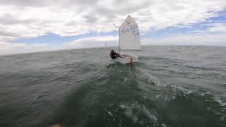 Optimist Sailing and Bailing 25 knots [upl. by Raynah642]