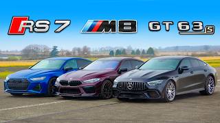 New RS7 Performance v BMW M8 v AMG GT63 DRAG RACE [upl. by Lleznol]