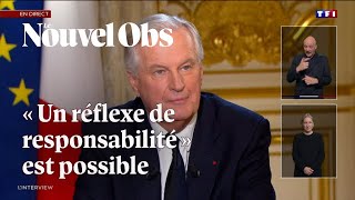 Motion de censure  Michel Barnier estime quun quotréflexe de responsabilitéquot des députés est possible [upl. by Ohnuj]