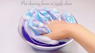 【ASMR】シェービングクリームをたぷたぷスライムに混ぜてコリコリ切る📏✂️【音フェチ】Put shaving foam in jiggly slime 물 슬라임에 거품을 넣는다 [upl. by Araed]