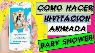 INVITACION EN VIDEO ANIMADO PARA BABY SHOWER ELEFANTE [upl. by Akahc628]