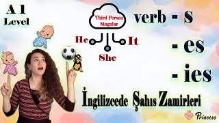 İngilizce Geniş Zaman S  eS  ieS yazım kuralları  Verb 3rd person [upl. by Coulombe]