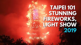 Taipei 101 welcomes 2019 with stunning fireworks light show [upl. by Srednas803]