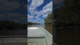 18ft 83 monark flatboat 100hp boatriverboat flatbottom johnsonhoursepower river sandbanks [upl. by Randene]