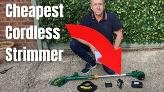 Cheap 18v Cordless Grass Strimmer  £45 BampQ Model Tested [upl. by Ingra479]