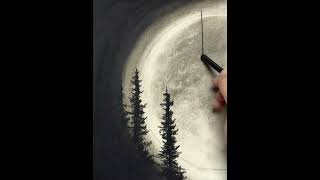 Easy Moonlit Forest Drawing with Charcoal  StepbyStep Tutorial for Beginners [upl. by Strickler539]