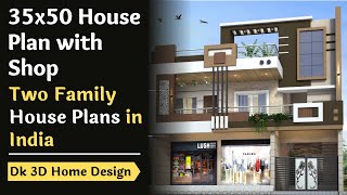 35x50 House Plan with Shop  Two Family House Plans in India  Dk 3d Home Design [upl. by Nola]