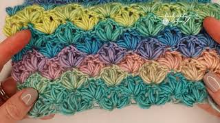 Crochet Lotus Stitch Great for Scarves or Blankets  Stunning Textured Stitch [upl. by Htur662]