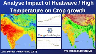 Google Earth Engine  Analyse Impact of Heat waveHigh Temperature on Crop Growth using NDVI amp LST [upl. by Neelyak660]