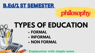 Types Of EducationFormalInformal NonformalBEd 1st sem Philosophy calicutuniversity [upl. by Sweeney]