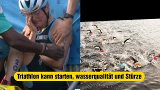 Olympischen Spiele 2024 Paris Triathlon kann starten wasserqualität besser Stürze beim Radfahren [upl. by Rawde]