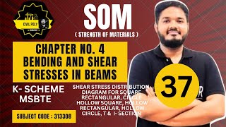 CH4 BENDING AND SHEAR STRESSES IN BEAM Shear stress distribution diagram STRENGTH OF MATERIALS [upl. by Anne]