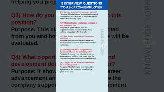 5 Interview Questions to Ask Interviewer or Hiring Manager  Do you have any Questions For Us [upl. by Garrison]