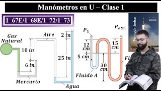 Manómetros en U  Clase 1 4 Ejemplos  Problemas 1–67E1–68E1–721–73 Çengel 9th ed [upl. by Llerehs]