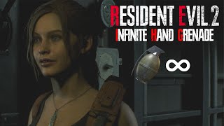 Resident Evil 2 Remake  Infinite Hand Grenade with Claire in Hardcore Full Gameplay [upl. by Lahcsap]