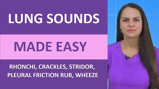 Lung Sounds Made Easy Nursing  Rhonchi Stridor Wheeze Crackles Pleural Friction Rub NGN NCLEX [upl. by Nol238]