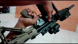 Jual Airsoft Gun Second  Gas Blowback Rifle KJW M4RIS Full Aksesoris [upl. by Idnek985]