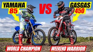 World Champion on 85cc vs Weekend Warrior on 450 4 Stroke [upl. by Adlig]