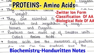 Proteins  Amino Acids  Classification And Biological Role Of Amino Acids  Biochemistry [upl. by Garrot]