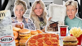 EATING What The PERSON in FRONT OF US ORDERS DRIVE THRU CHALLENGE [upl. by Ellevart]