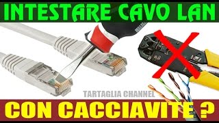 INCREDIBILE Crimpare connettore RJ45 con un cacciavite tecnica senza pinza T Channel [upl. by Ketchan]