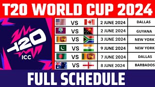 icc t20 world cup 2024 full schedule  T20 WC 2024 schedule Full list of matches dates and venues [upl. by Bartko]