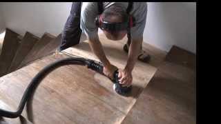 Sanding a Staircase  Refinish sand stain laquer wooden stairs [upl. by Nahsor]