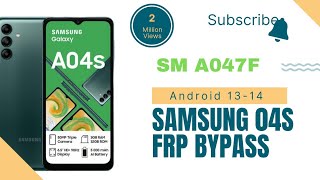 Samsung A047f A04s Frp Bypass Android 1314 [upl. by Nathanson]