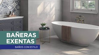 Diseño de baño moderno con bañera exenta Grifería estilo industrial con diseño vintage Decoración [upl. by Aihsrop651]