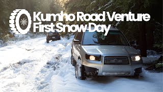 Snow Day In The Lifted Forester  First Run On The Kumho Road Venture AT51 [upl. by Gnni]