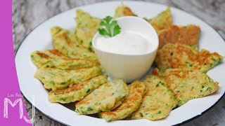 TORTITAS DE CALABACÍN CON SALSA DE YOGUR  Receta fácil y resultona [upl. by Namzaj]