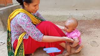 4 Months Old Baby  Potty Training in Village Traditional Style [upl. by Enrol197]