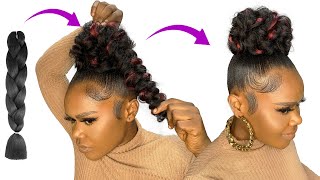 😱 10 MINUTES QUICK HAIRSTYLE USING BRAID EXTENSION [upl. by Kolb]