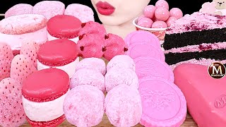 ASMR MUKBANG｜CHOCOLATE MAGNUM MACARON RICE CAKES ICE REAM 핑크찰떡 스타벅스 매그넘 마카롱 몰티져스 케이크 EATING SOUNDS먹방 [upl. by Francoise]