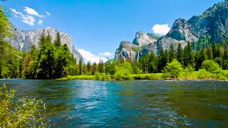 4k Merced River from Waterfall in USA Valley Relaxing River White Noise Sleep Study Meditation [upl. by Garik]