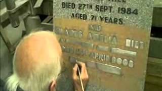 Creating a memorial headstone Raised Lead Inscription Part 1 By Lidsters of Worksopwmv [upl. by Jaquenetta]