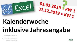 Kalenderwoche inklusive Jahr anzeigen  31122018  201901  Excel [upl. by Etac99]