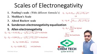 Electronegativity Scales of Electronegativity Pauling and Mulliken Scale Periodicity [upl. by Iru]