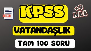 KPSS VATANDAŞLIK FULL TEKRAR ÖZEL 100 SORU ÇÖZÜMÜ [upl. by Ertnod]