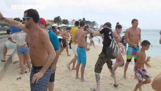 St Maarten SXM  jet blast hits people on the Maho Beach  Insel Air [upl. by Aicilyt272]