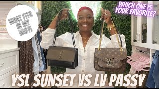 😱 LOUIS VUITTON PASSY HAND BAG  YSL SUNSET HAND BAG  SAINT LAURENT  WHAT FITS IN MY BAG [upl. by Tull]