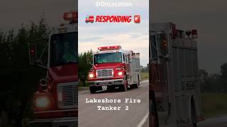 Fire Truck Responding  Lakeshore Fire  Tanker 2 shorts firetruck firedepartment ontario 2024 [upl. by Gessner91]