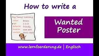 How to Write a Wanted Poster  Dog quotSunnyquot is Missing [upl. by Idelia999]