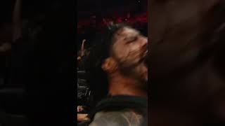 Roman ReignsSeth Rollins amp Dean Ambrose triple power bomb Randy Orton to Announcer Table 😱 shorts [upl. by Sedda]