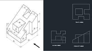 Convert Isometric to Orthographic View Ex7 in Hindi Autocad Tutorial Autocad and Solidwork Design [upl. by Yenterb]